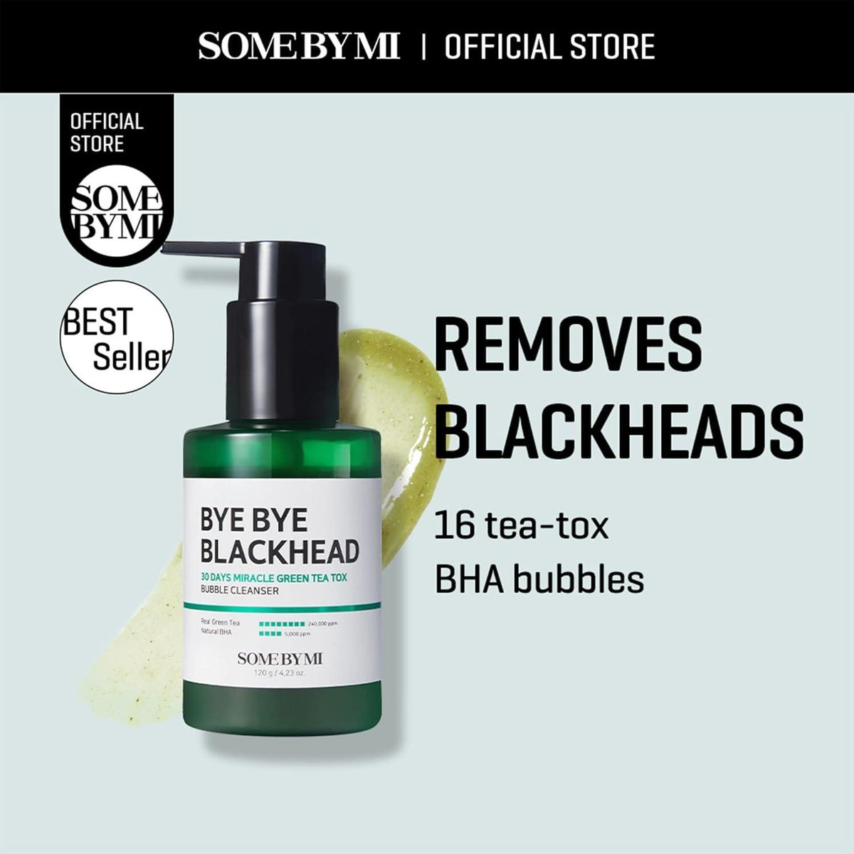 [SOME BY MI] BYE BYE BLACKHEAD 30 DAYS MIRACLE GREEN TEA TOX BUBBLE CLEANSER 120g
