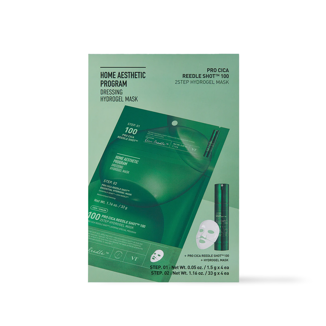 [VT Cosmetics] PRO CICA Reedle Shot 100 2STEP Hydrogel Maske 4 Stück