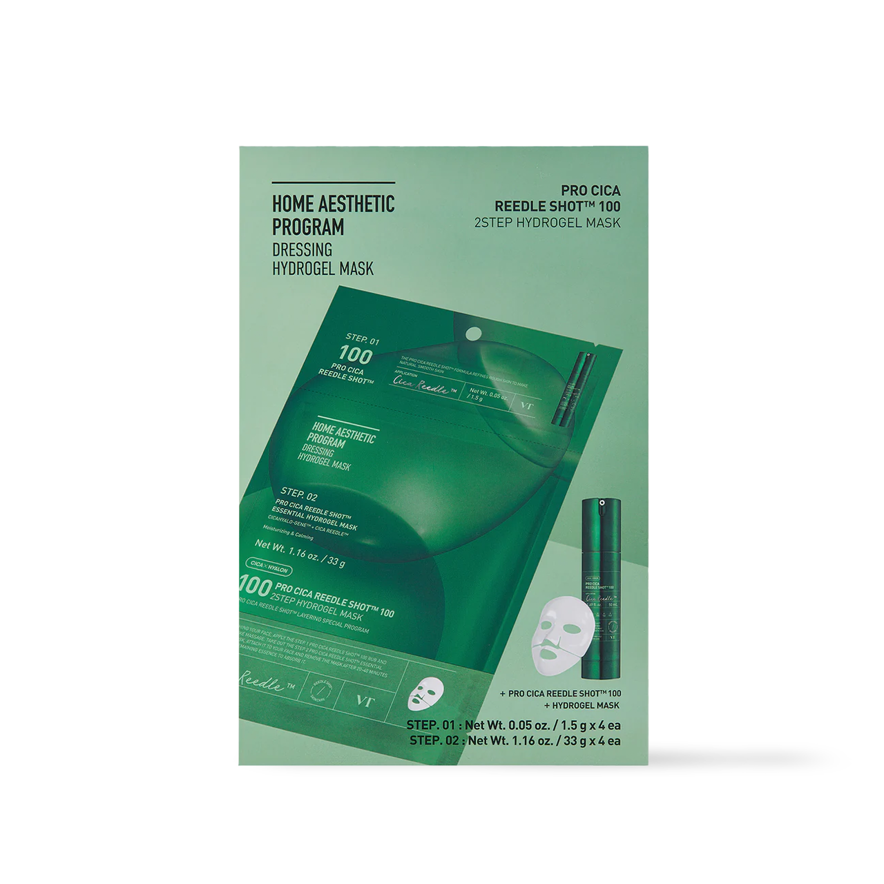 [VT Cosmetics] PRO CICA Reedle Shot 100 2STEP Hydrogel Maske 4 Stück