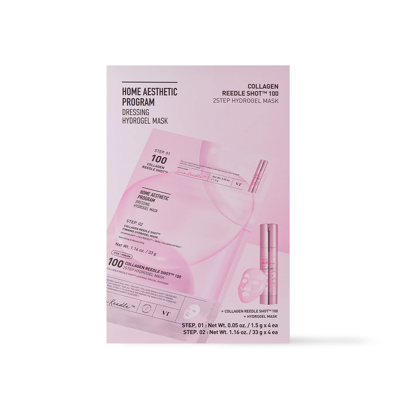 [VT Cosmetics] COLLAGEN Reedle Shot 100 2-Schritt-Hydrogelmaske – 2 Typen