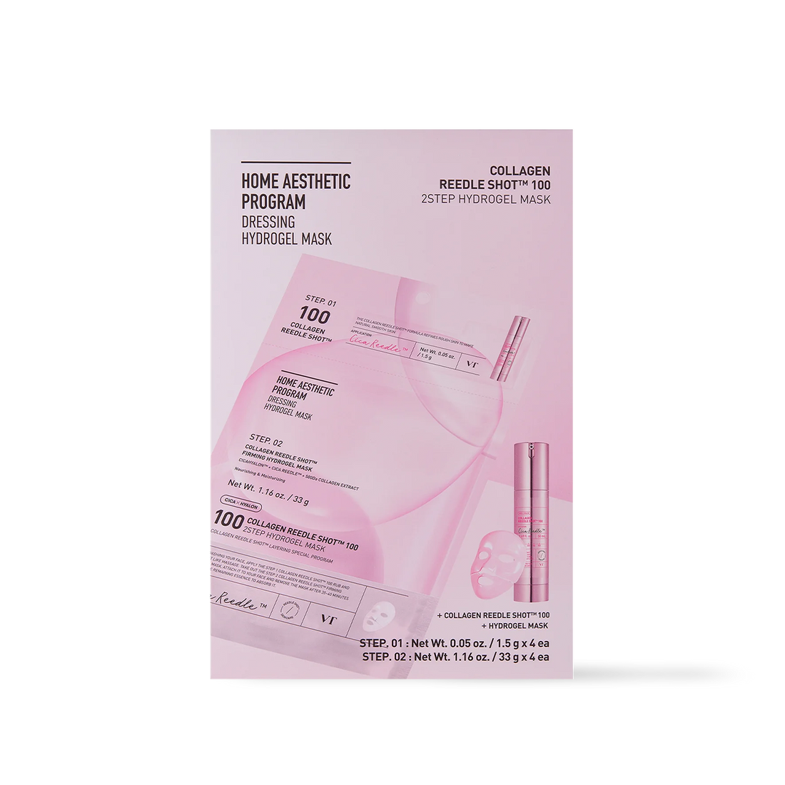[VT Cosmetics] COLLAGEN Reedle Shot 100 2-Schritt-Hydrogelmaske – 2 Typen